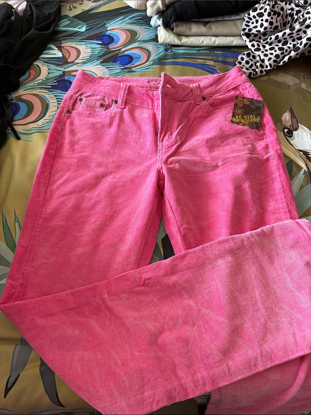 Bee-Girl Pink Corduroy Boot Cut Jeans - Women's